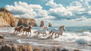 Alternative view of Horses Galloping on the Beach Wall Mural