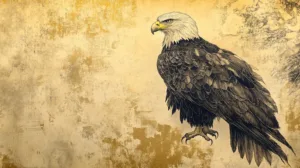 Alternative view of Majestic Bald Eagle Illustration Wall Mural