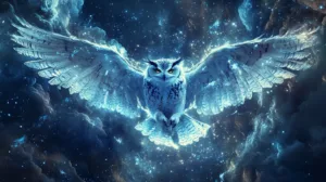 Alternative view of Majestic Cosmic Owl Wall Mural