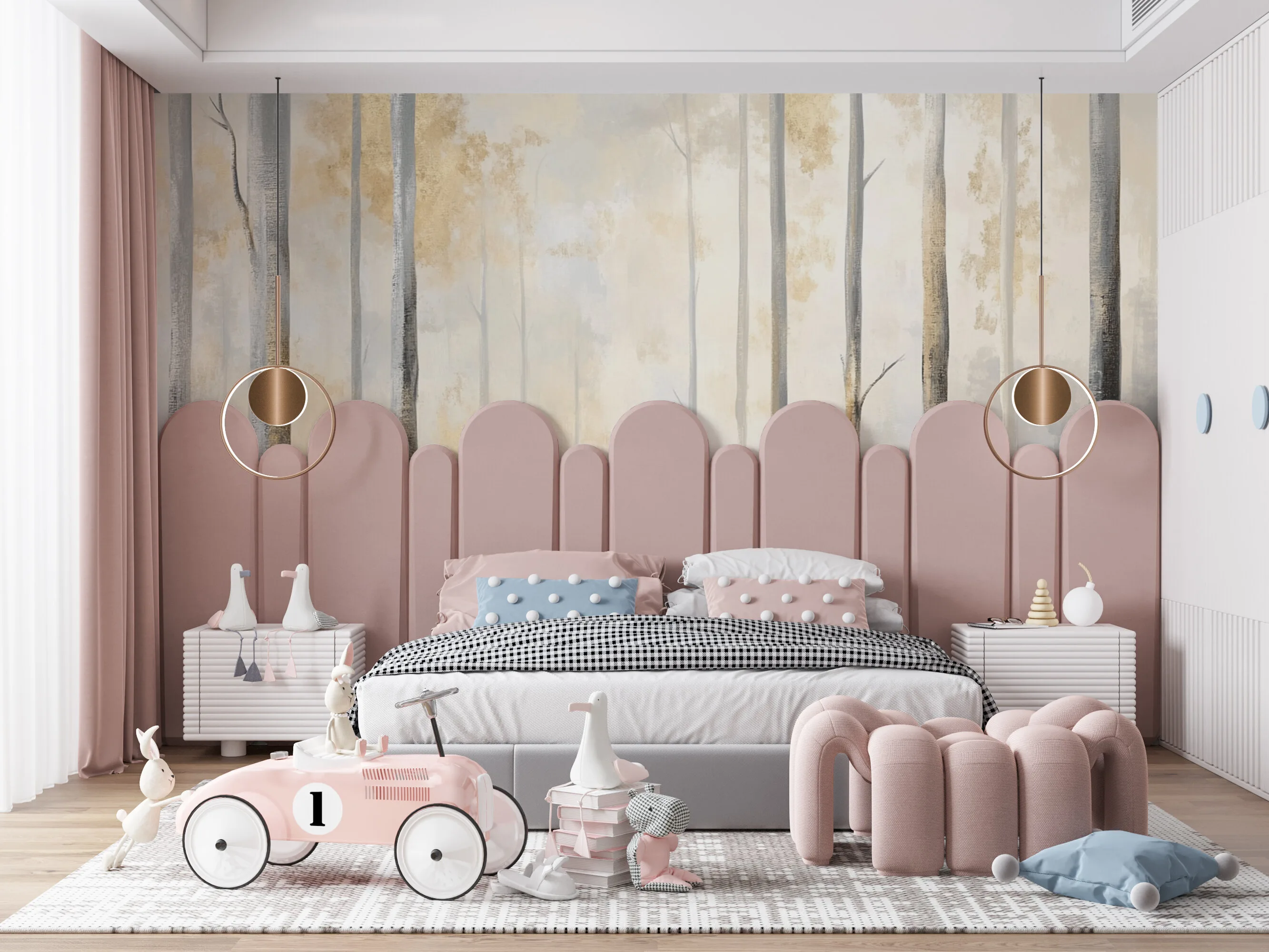Rendered wallpaper image for Misty Forest Tranquility Wall Mural