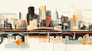Alternative view of Modern Minneapolis Skyline Art Wall Mural