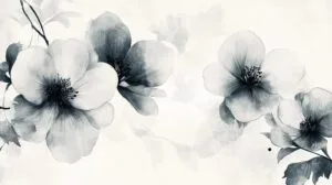 delicate flowers in black and white.