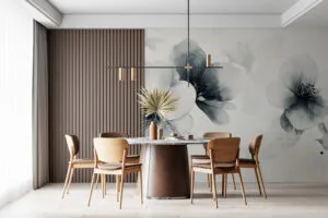 Monochromatic floral design featuring large