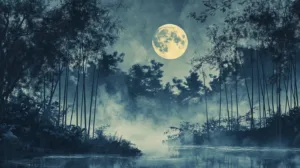 Alternative view of Moonlit Serenity Landscape Wall Mural