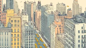 Alternative view of New York City Line-Art Illustration Wall Mural