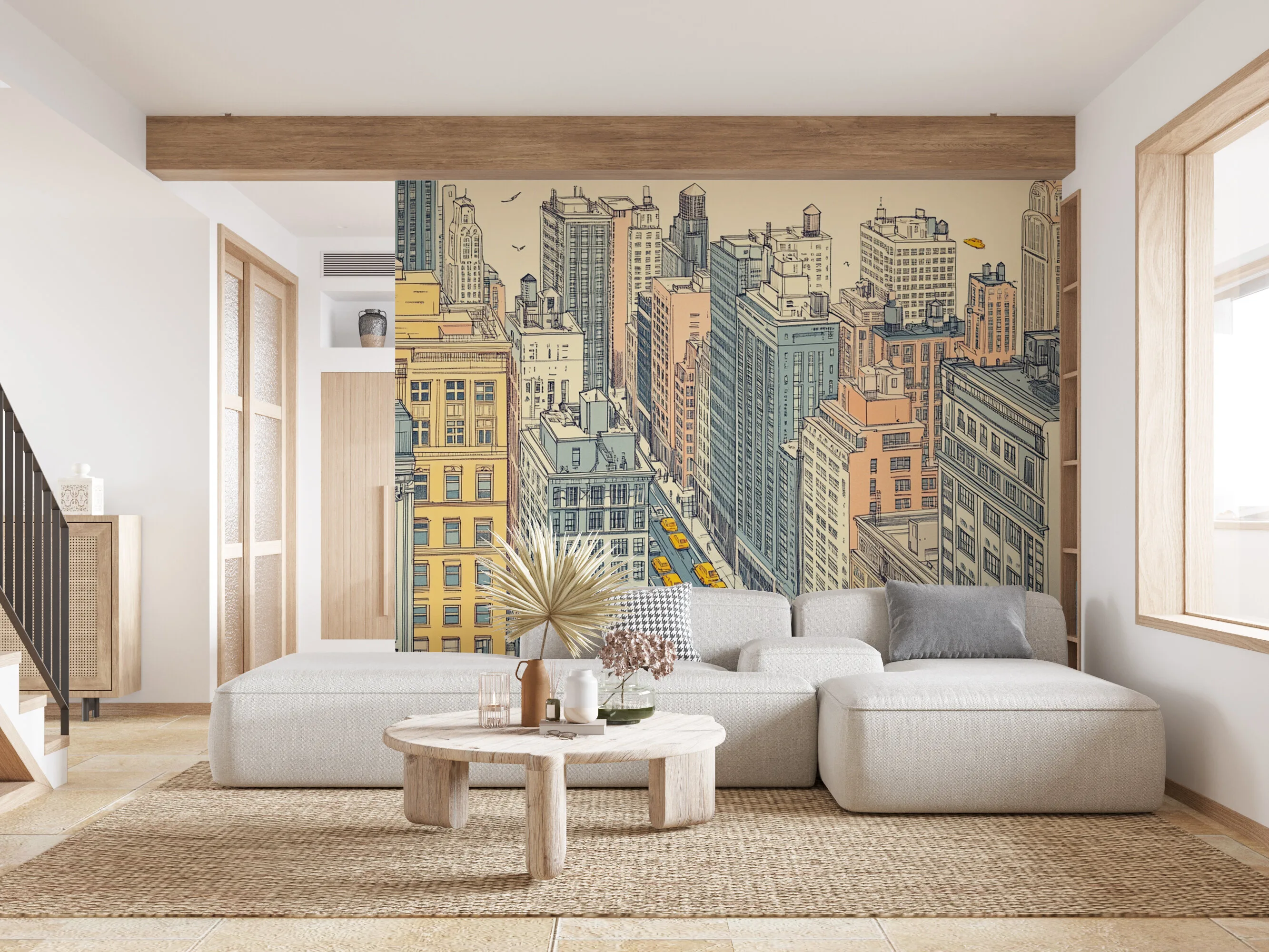 Rendered wallpaper image for New York City Line-Art Illustration Wall Mural