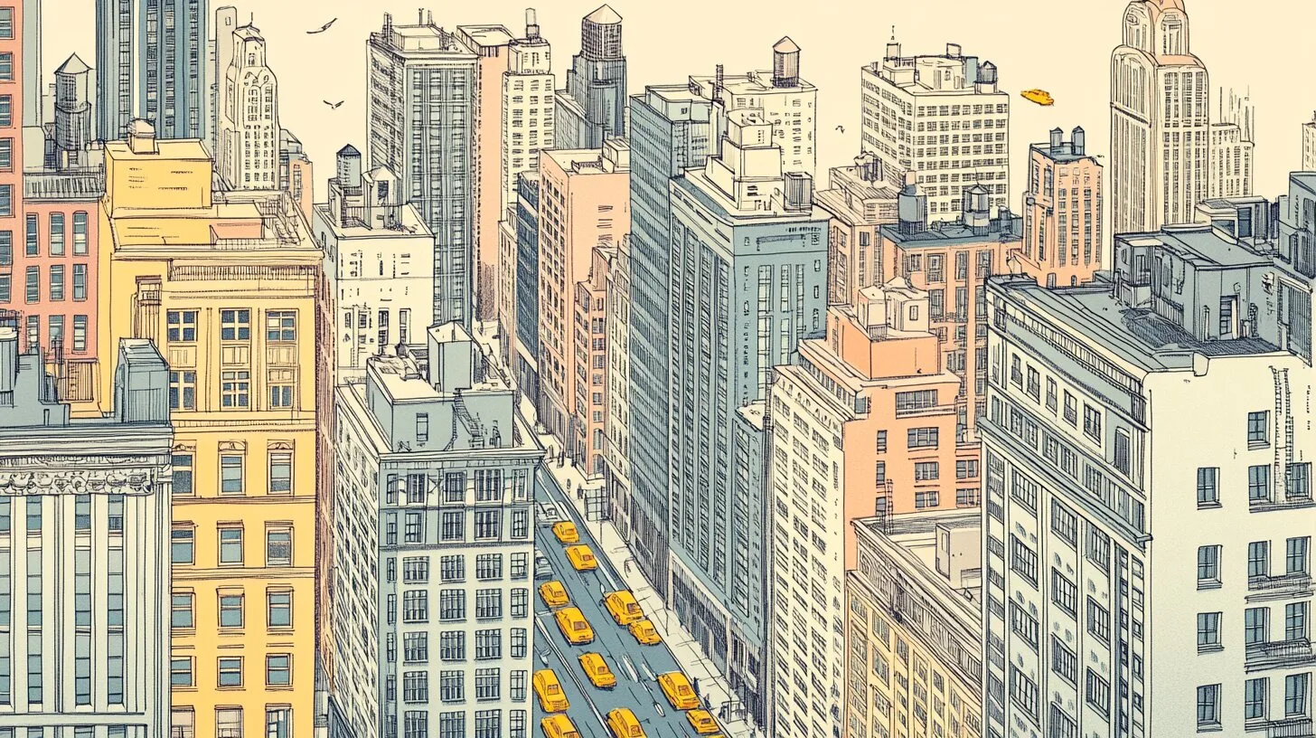 Main product image for New York City Line-Art Illustration Wall Mural