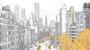 Alternative view of New York City Line Art Wall Mural
