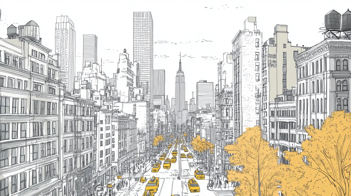 Main product image for New York City Line Art Wall Mural