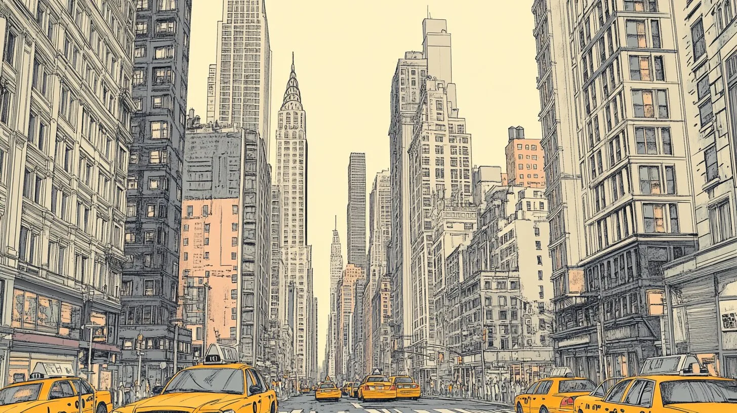 Main product image for New York Cityscape Line Art Wall Mural