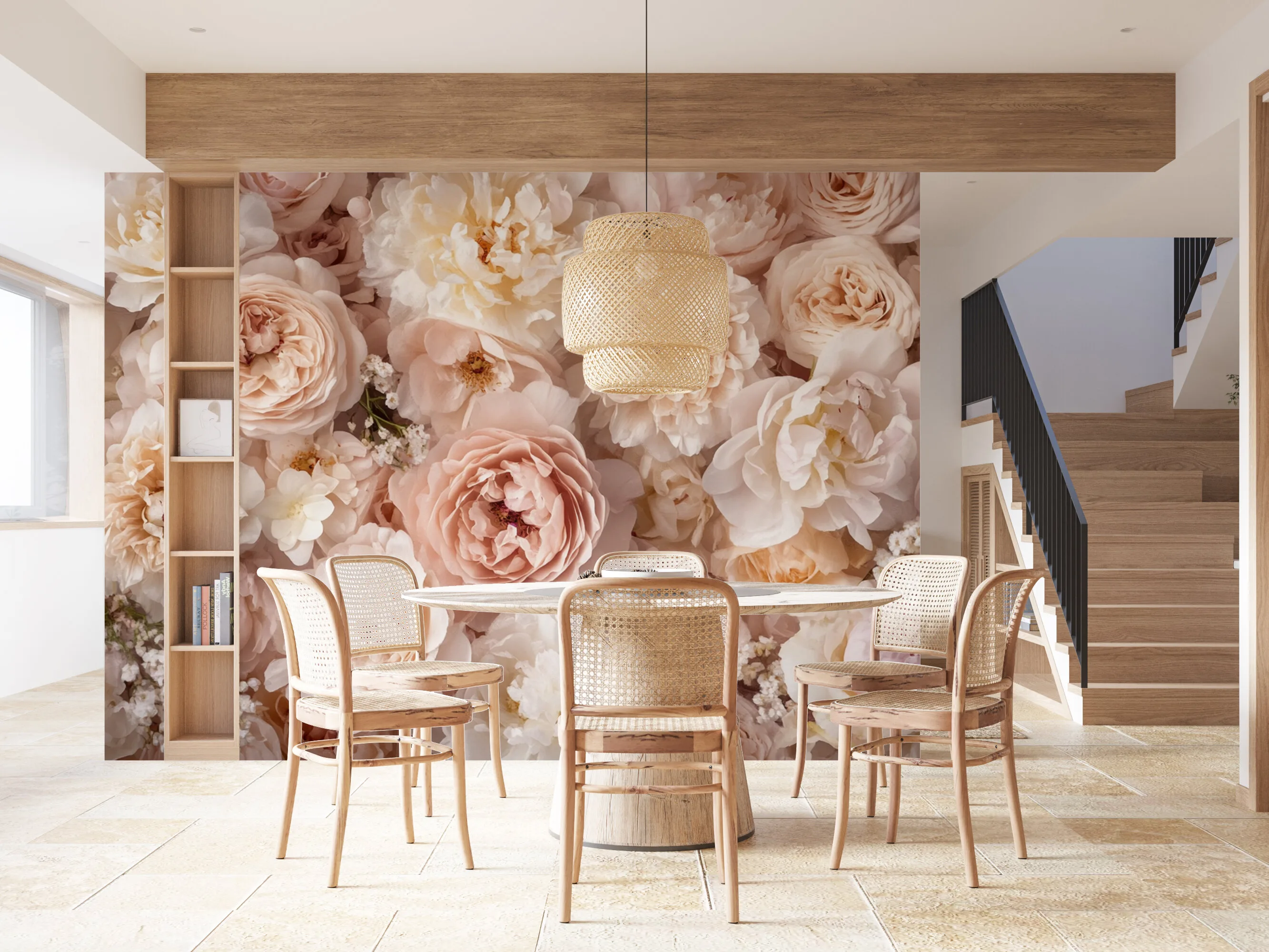 Rendered wallpaper image for Pastel Floral Composition Wall Mural