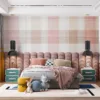Plaid textile pattern in soft pink|beige|and white colors.