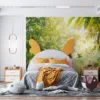 Playful monkeys swinging in a lush jungle filled with dense greenery.||