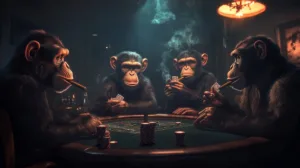 Alternative view of Poker Night with Monkeys Wall Mural