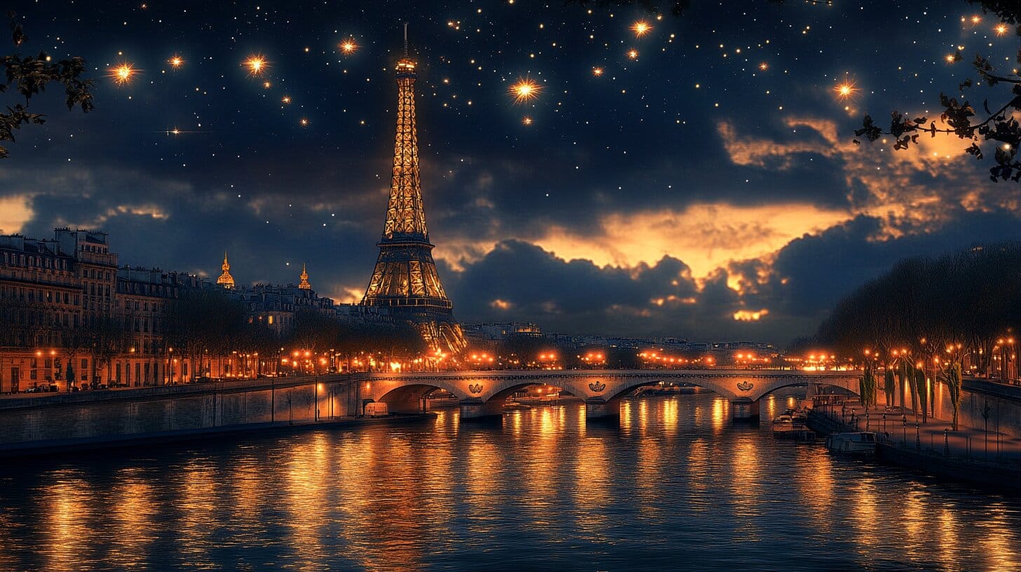 Main product image for Romantic Paris Nightscape Wall Mural