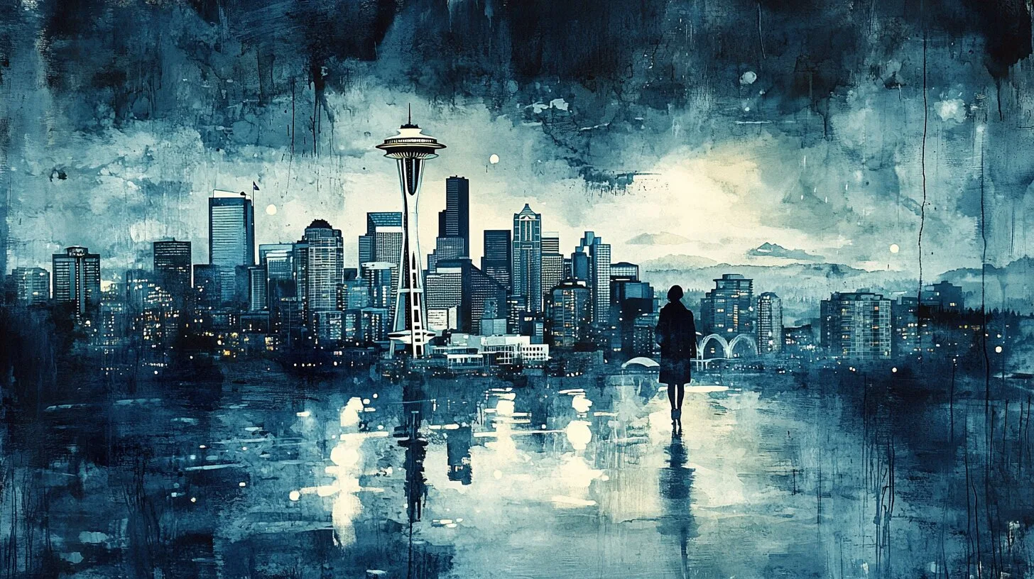 Main product image for Seattle Cityscape Art Wall Mural