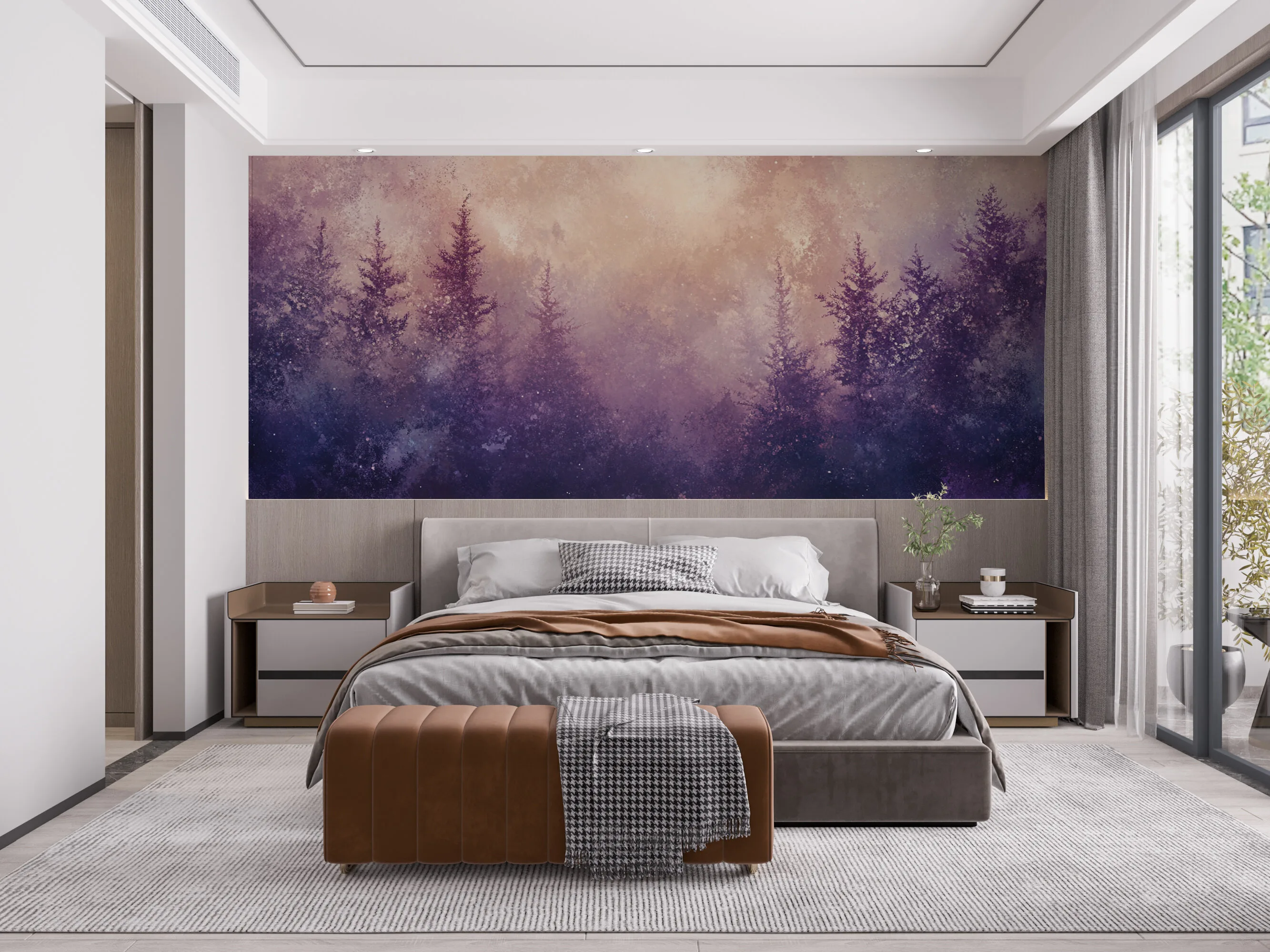 Rendered wallpaper image for Serene Abstract Forest Landscape Wall Mural
