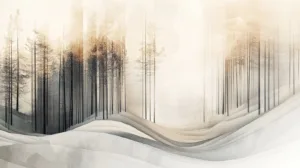 Alternative view of Serene Abstract Winter Landscape Wall Mural