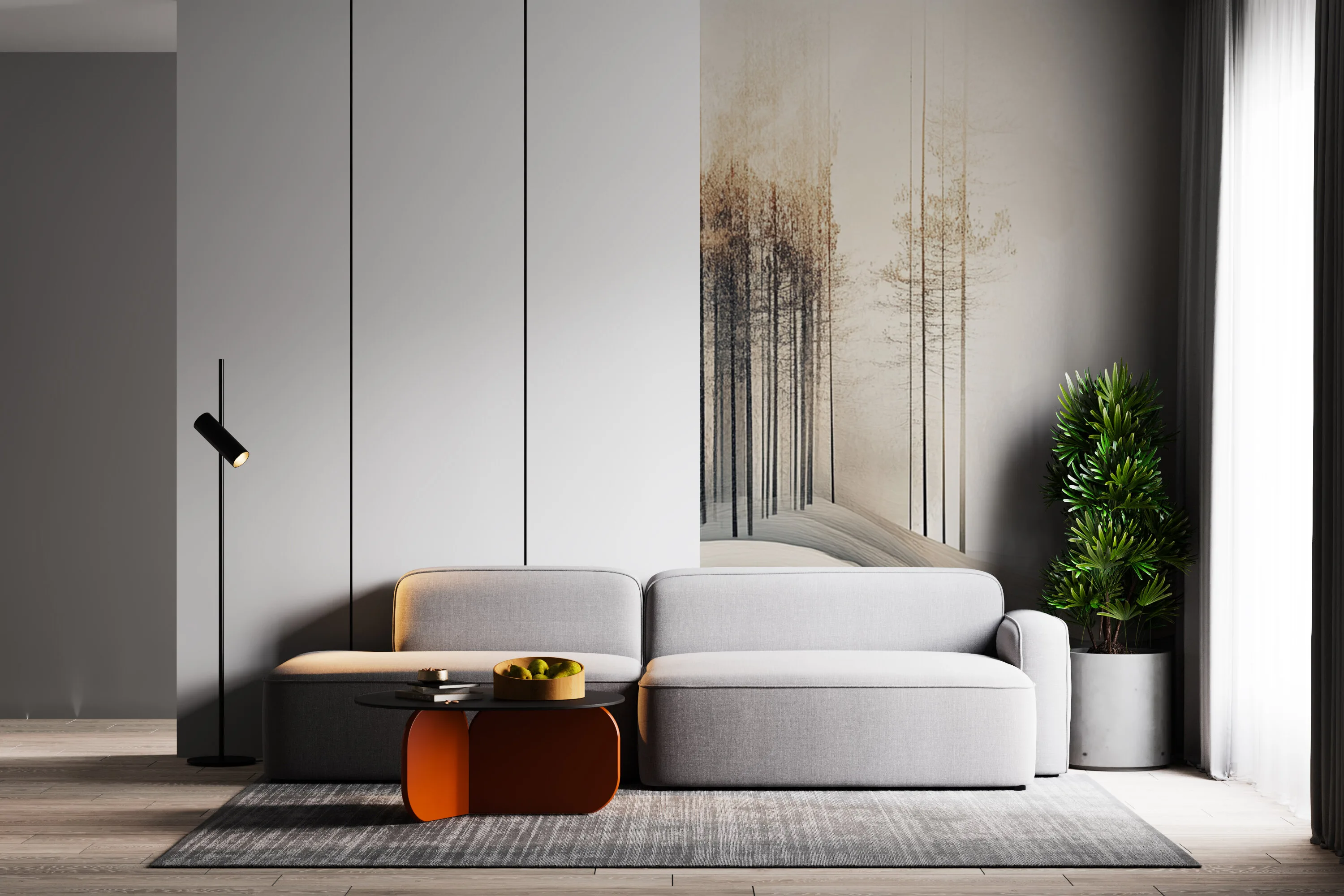Rendered wallpaper image for Serene Abstract Winter Landscape Wall Mural