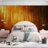 Tranquil bamboo forest with warm golden light||