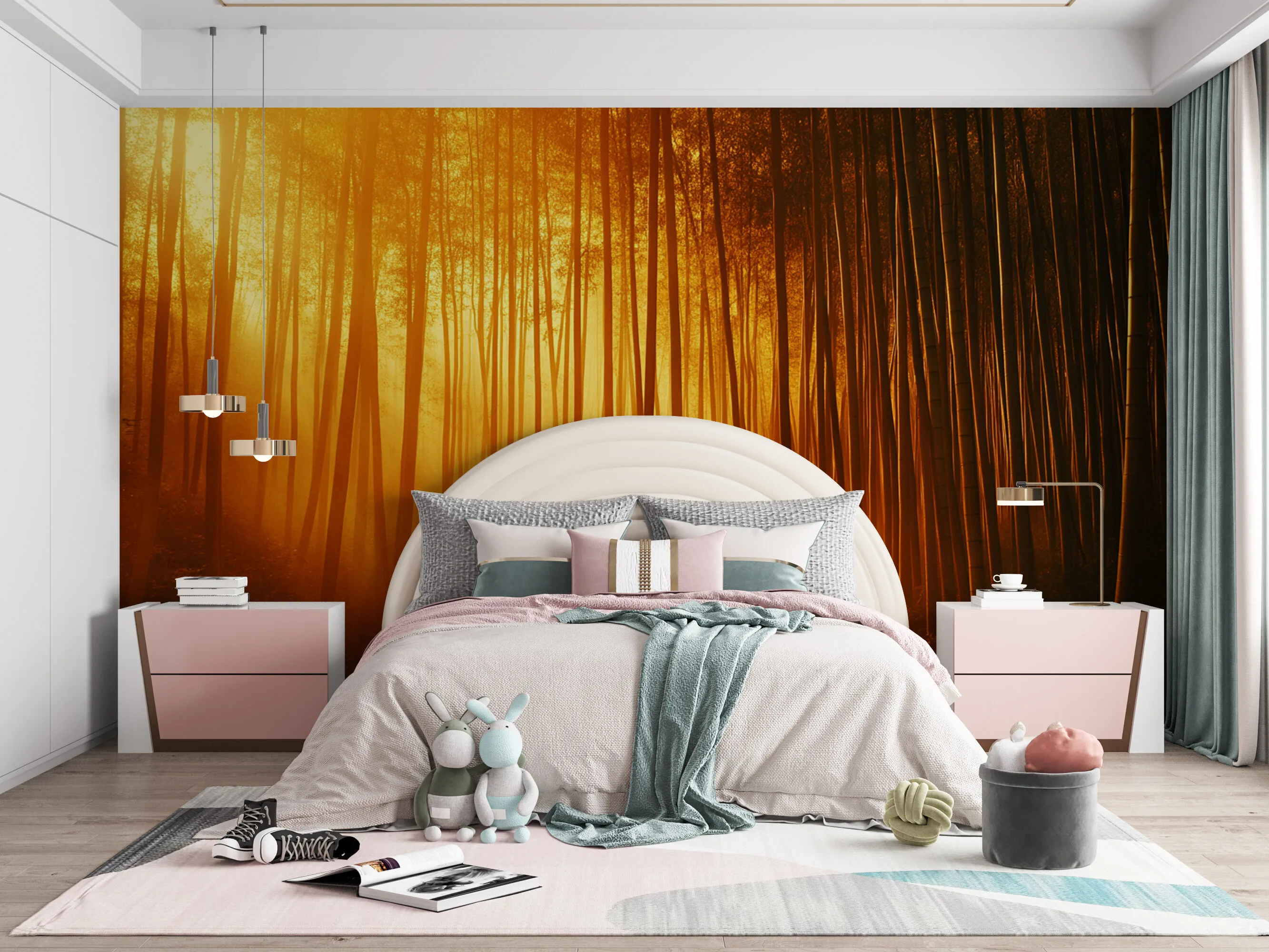 Rendered wallpaper image for Serene Bamboo Forest Wall Mural