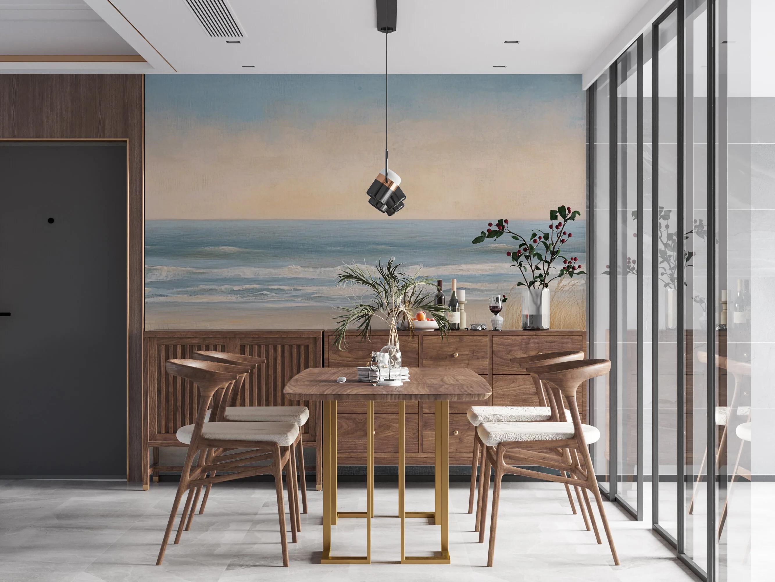Rendered wallpaper image for Serene Beach Landscape Wall Mural