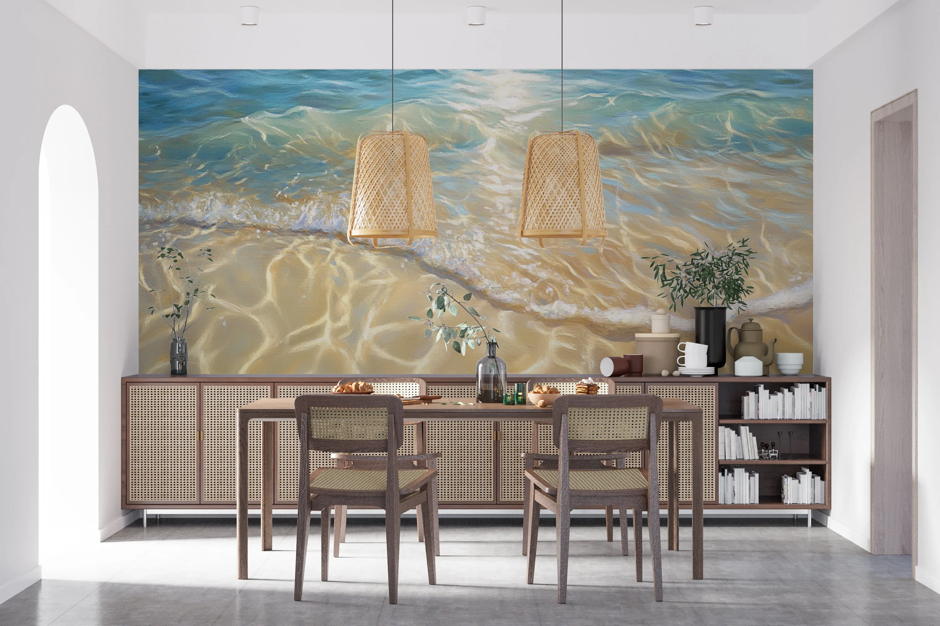 Rendered wallpaper image for Serene Beach Paradise Wall Mural