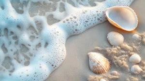 Alternative view of Serene Beach Seashells Wall Mural