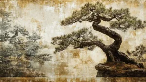 Alternative view of Serene Bonsai Landscape Wall Mural