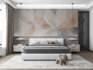 Abstract design with floral elements in soft colors