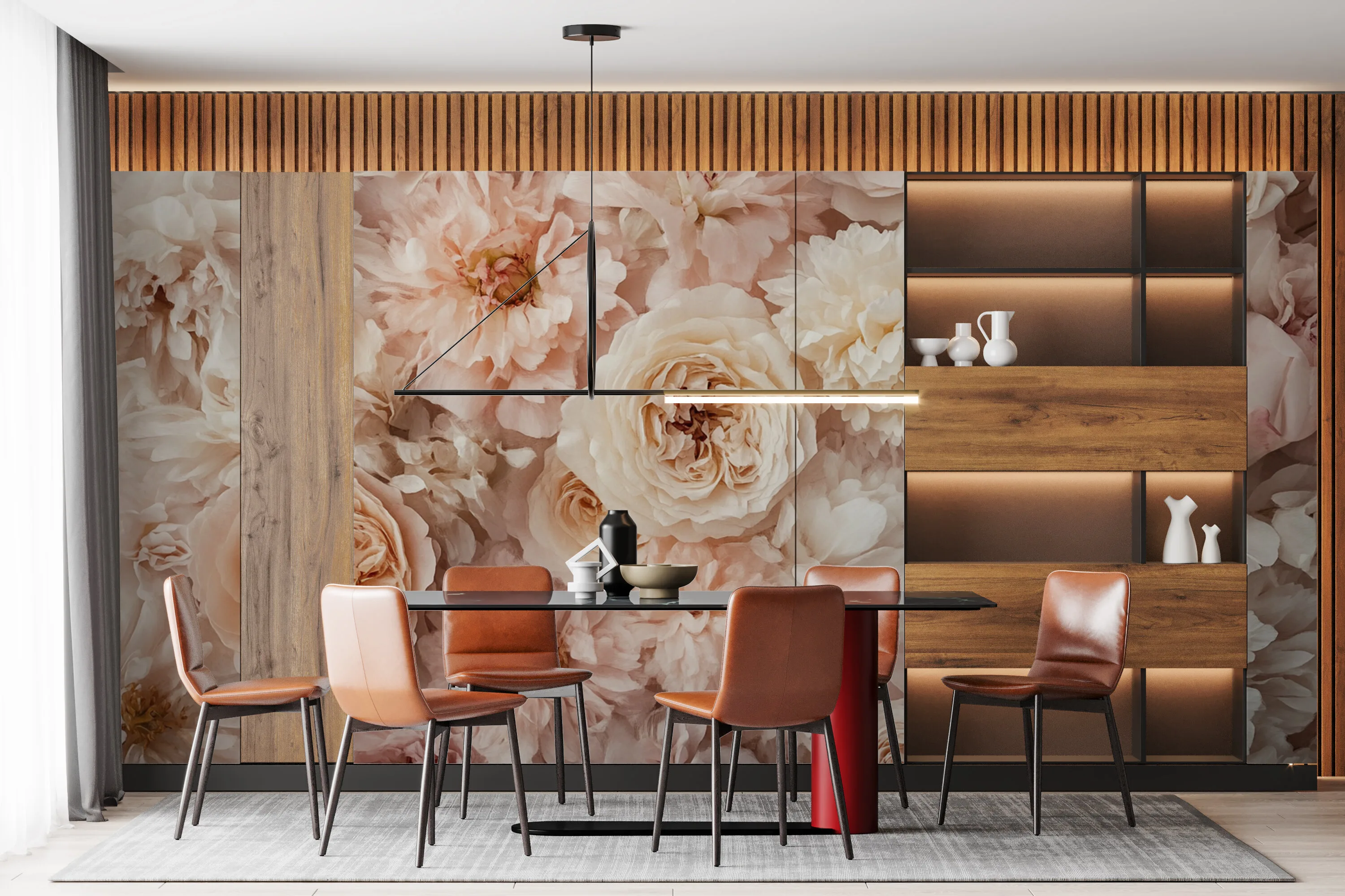 Rendered wallpaper image for Serene Floral Arrangement Wall Mural