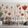 Stylized flowers and grasses in soft whites