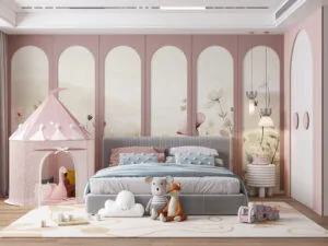 A serene floral landscape depicting soft pastels and natural beauty.