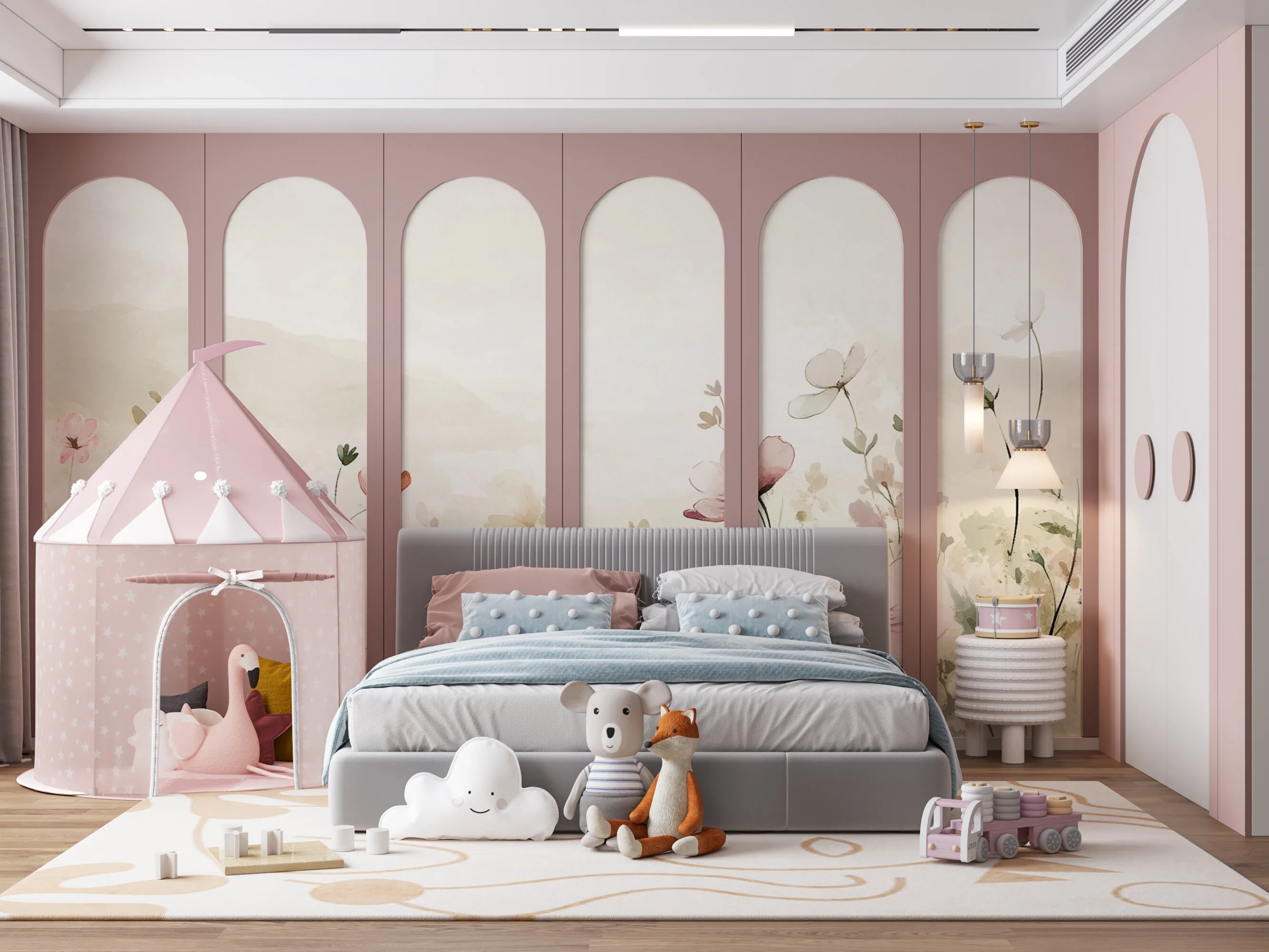 Rendered wallpaper image for Whispers of a Tranquil Meadow Wall Mural