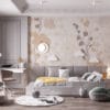 Delicate floral pattern featuring soft colors and fluid lines.