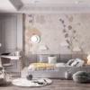 Delicate floral pattern featuring soft colors and fluid lines.||