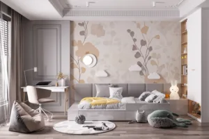 Delicate floral pattern featuring soft colors and fluid lines.||