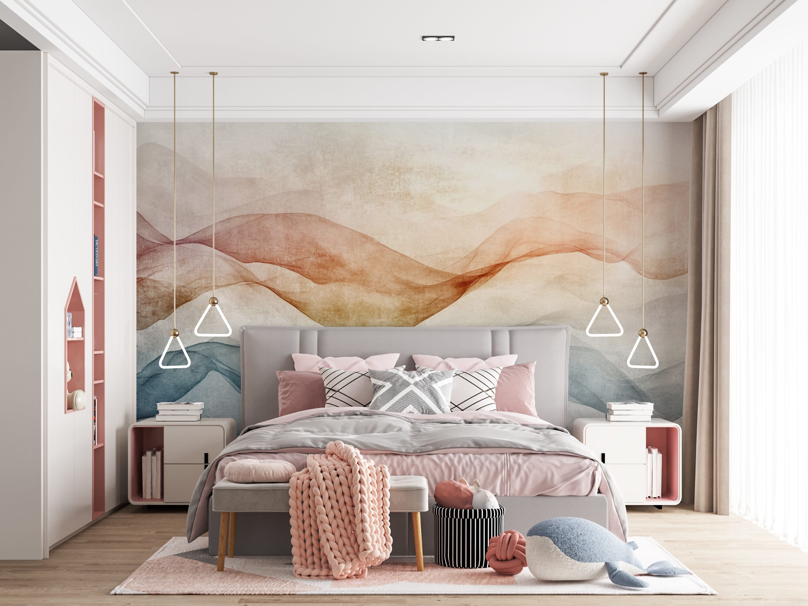 Rendered wallpaper image for Serene Flowing Abstract Design Wall Mural