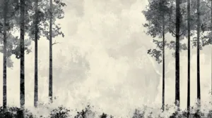 Alternative view of Serene Forest Scene Wall Mural
