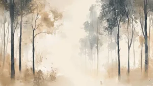 Alternative view of Serene Forest Watercolor Wall Mural