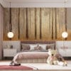 Abstract forest scene in shades of gold