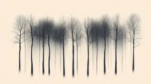 Alternative view of Serene Grove of Bare Trees Wall Mural