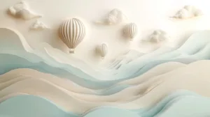 Alternative view of Serene Hot Air Balloon Landscape Wall Mural