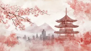 Alternative view of Serene Japanese Landscape Wall Mural
