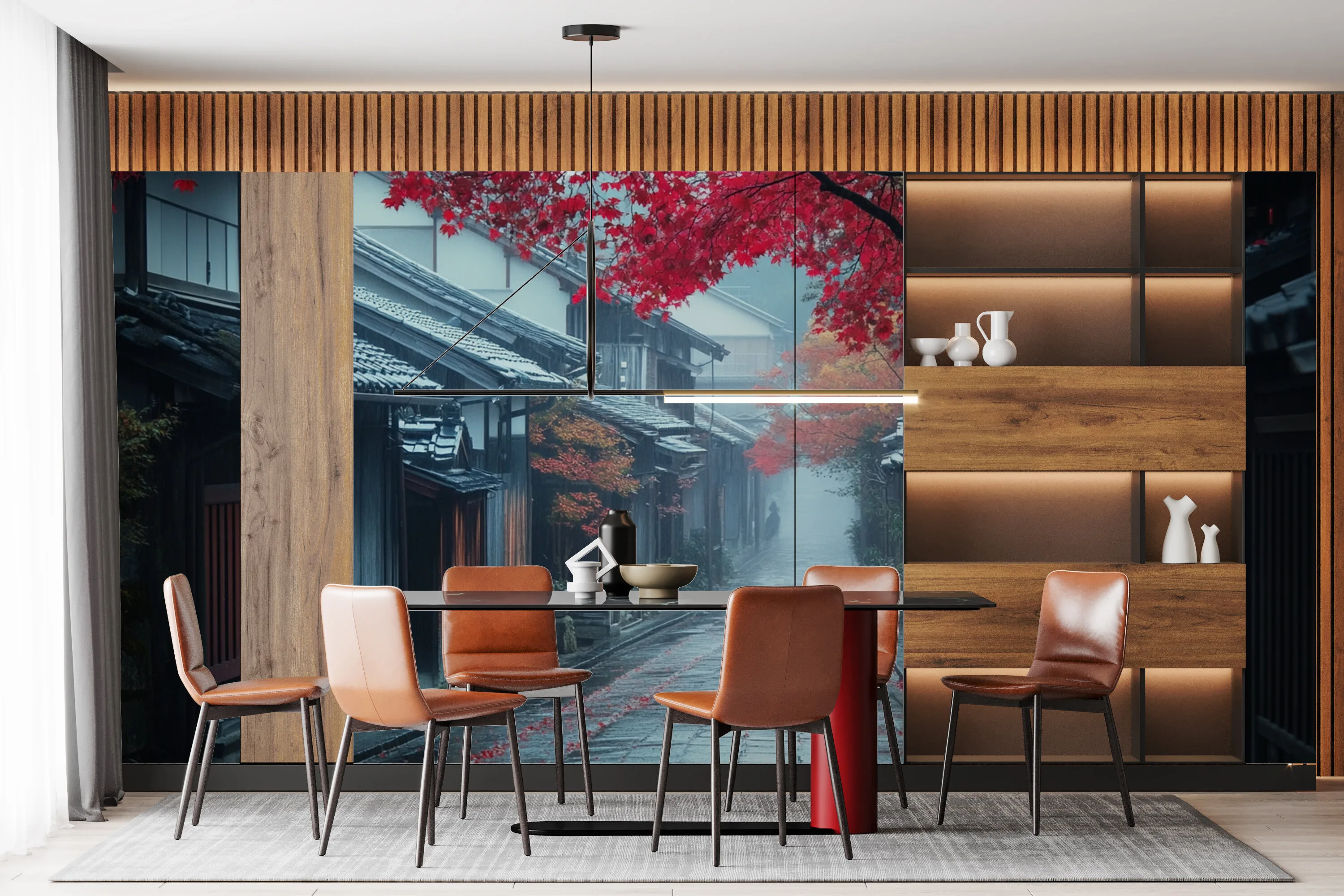 Rendered wallpaper image for Serene Kyoto Street Wall Mural