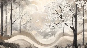 Alternative view of Serene Landscape Art Wall Mural