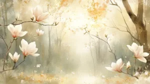 Alternative view of Serene Magnolia Landscape Wall Mural