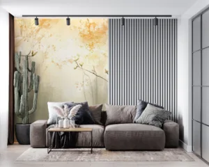 Serene landscape featuring blooming magnolias in a tranquil forest||