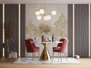 Serene landscape featuring soft trees in a minimalist style.