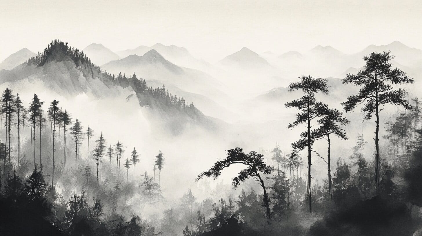 Transform Your Space with a Serene Misty Mountain Landscape Wall Mural ...